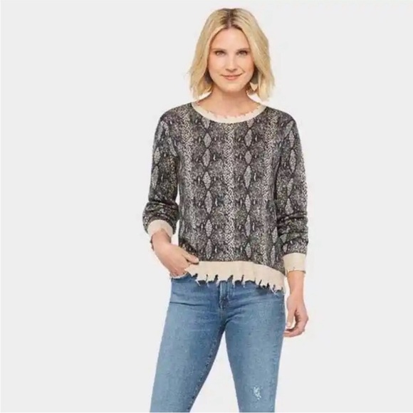 FATE Sweater Distressed Snake Print Large - Picture 2 of 9